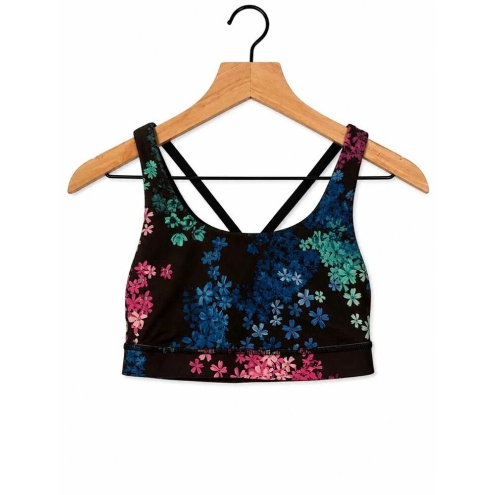 Lululemon Floral Strappy Cross Back Sports Energy Bra Crop Top
